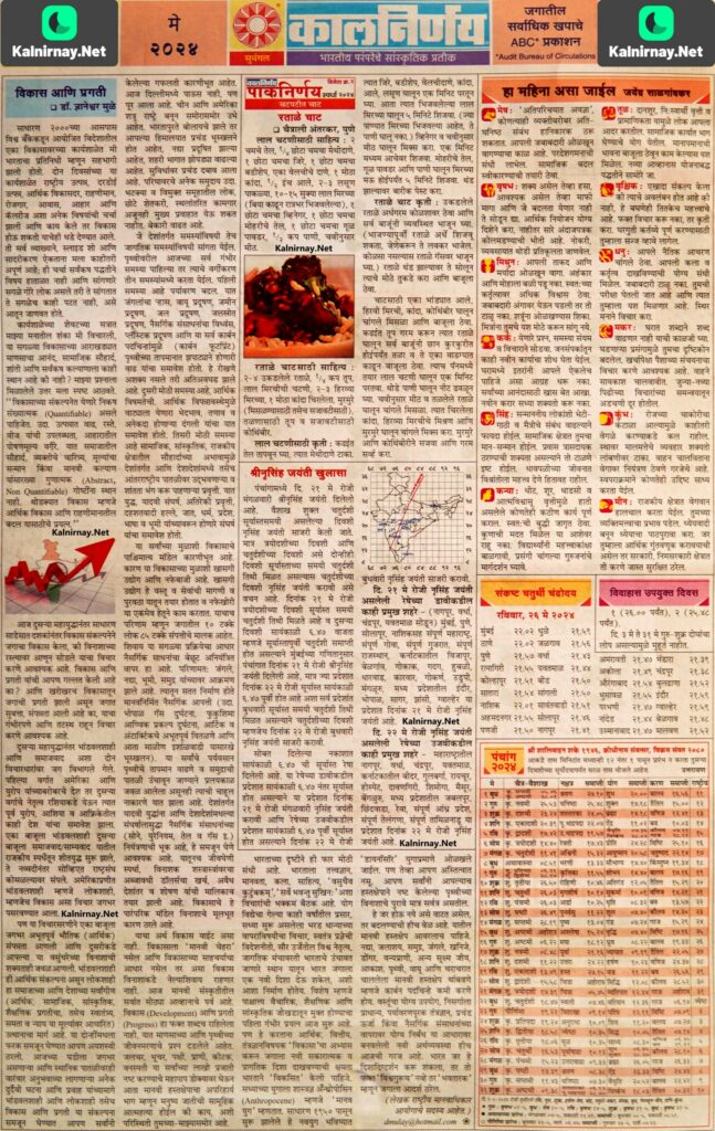 Kalnirnay May 2025 कालनिर्णय मे २०२५ Calendar 2025 Kalnirnay May
